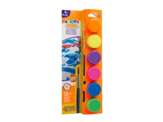 Acuarele tempera Carioca Neon 6 culori x 25 ml + pensulă, la blister