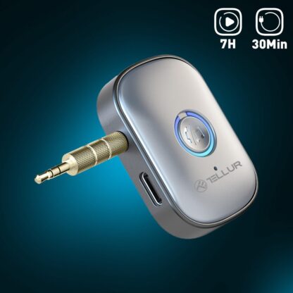 Adaptor Bluetooth 5.3 Tellur, receiver audio cu port AUX 3.5 mm, gri 10