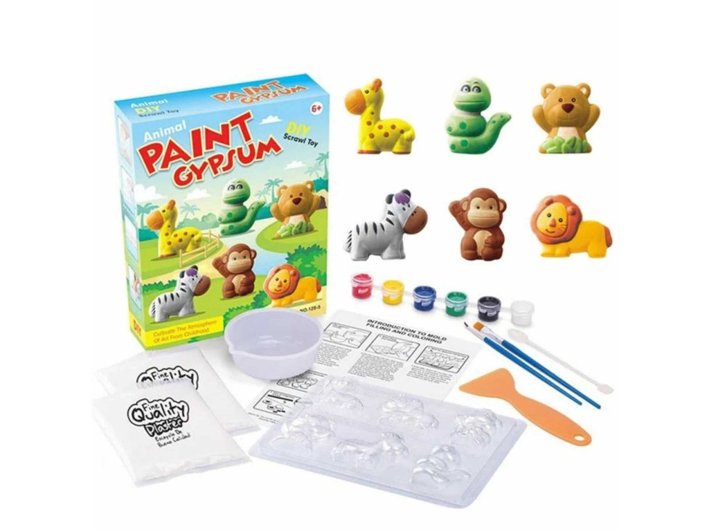 Animale Sălbatice, Figurine din ipsos de pictat pentru copii, Kit complet DIY