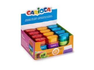 Ascuțitoare dublă cu rezervor și gumă de șters Carioca 12 buc/display