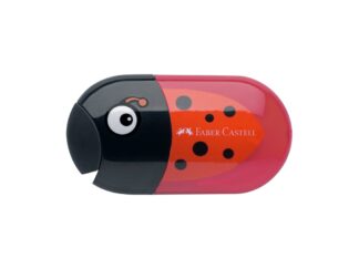 Ascuțitoare plastic dublă cu container și radieră buburuză Faber-Castell