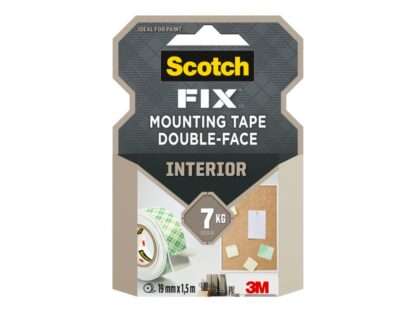 Bandă dublu adezivă montare suprafețe interioare, 19 mm x 1.5 m, Scotch-Fix™ 1
