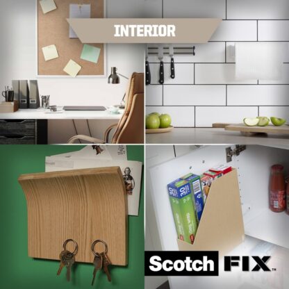 Bandă dublu adezivă montare suprafețe interioare, 19 mm x 1.5 m, Scotch-Fix™ 4