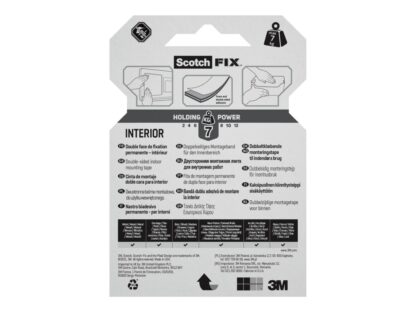 Bandă dublu adezivă montare suprafețe interioare, 19 mm x 1.5 m, Scotch-Fix™ 6