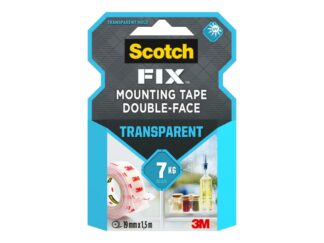 Bandă dublu adezivă transparentă pentru montare, 19 mm x 1.5 m, Scotch-Fix™ 1