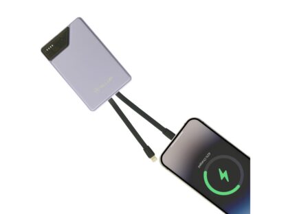 Baterie externă Tellur 10000mAh, USB-C + Lightning cabluri incorporate, QC3.0, PD, mov 4