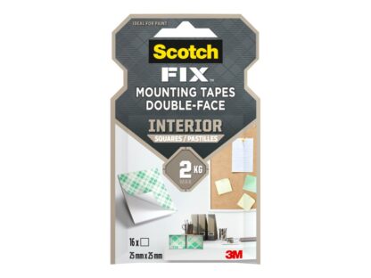 Benzi dublu adezive pretaiate montare interior, 16 bucăți/pachet, Scotch-Fix™ 1