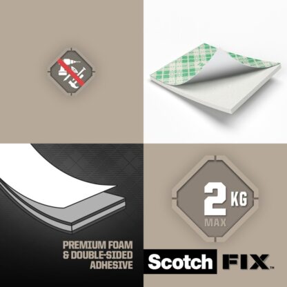 Benzi dublu adezive pretaiate montare interior, 16 bucăți/pachet, Scotch-Fix™ 5