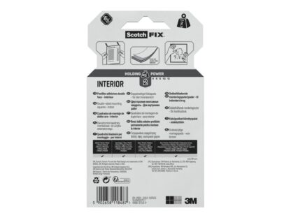Benzi dublu adezive pretaiate montare interior, 16 bucăți/pachet, Scotch-Fix™ 6