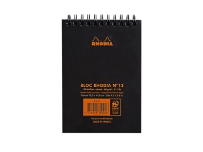 Blocnotes A6, spirală, 80 file, Rhodia Classic, black 3