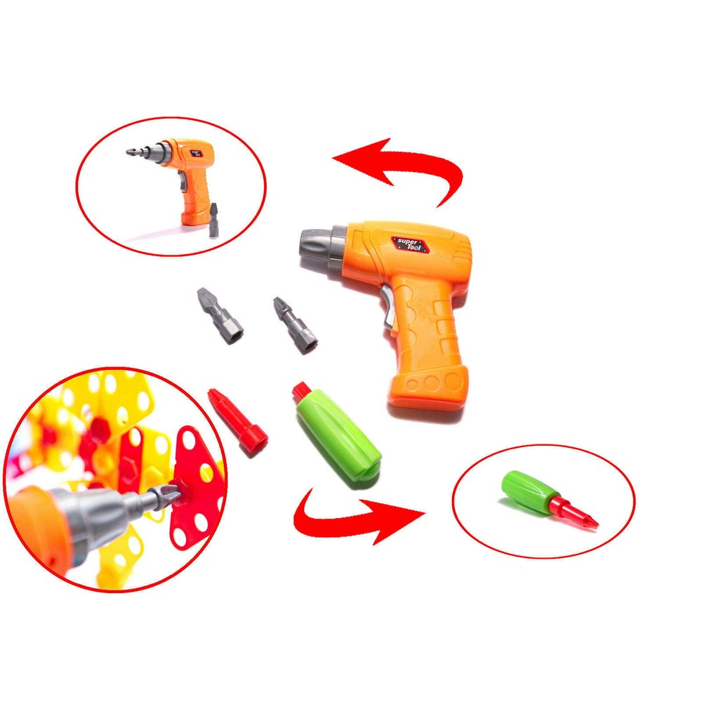 Bormașină Magică Jucărie cu Șuruburi, 261 piese, STEM, Set de Construcție 5