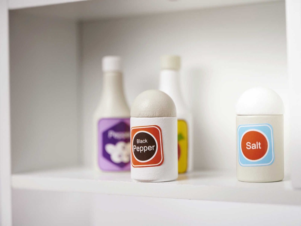 Bucătărie copii, din lemn, 68 x 25.5 x 82 cm, Calitate Superioară, Include Plită cu Două Arzătoare, Cuptor, Chiuvetă, cu Spațiu de Depozitare, Cuptor cu Microunde, Accesorizată Complet 5