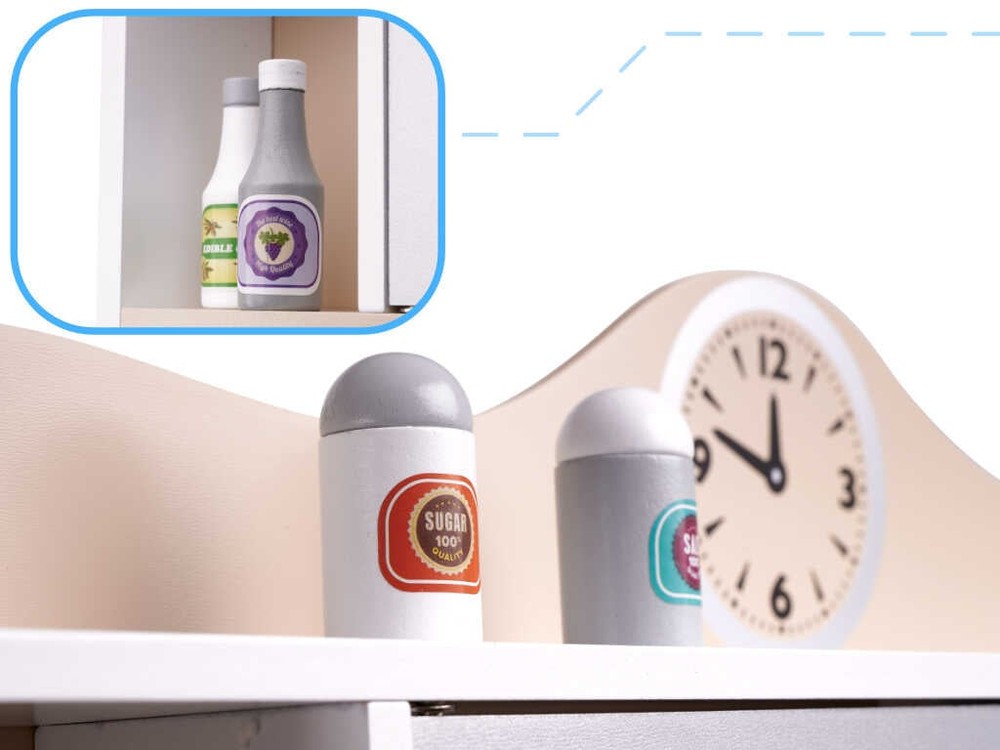 Bucătărie copii, din lemn, 85 cm înălțime, Calitate Superioară, Include Plită cu Două Arzătoare, Cuptor, Chiuvetă, Cuptor cu Microunde și Ustensile 4