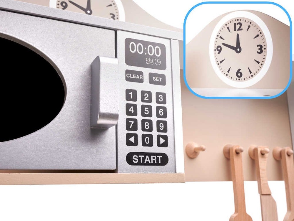 Bucătărie copii, din lemn, 85 cm înălțime, Calitate Superioară, Include Plită cu Două Arzătoare, Cuptor, Chiuvetă, Cuptor cu Microunde și Ustensile 5