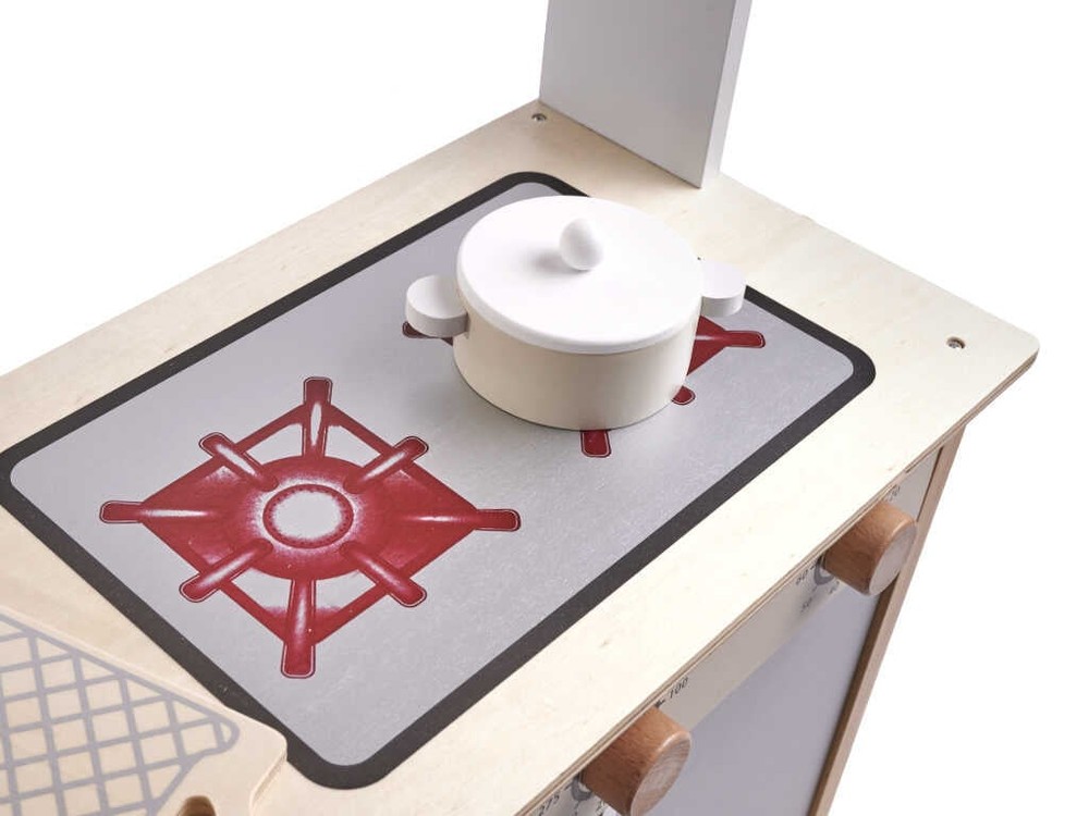 Bucătărie copii, din lemn, 85 cm înălțime, Calitate Superioară, Include Plită cu Două Arzătoare, Cuptor, Chiuvetă, Cuptor cu Microunde și Ustensile 7