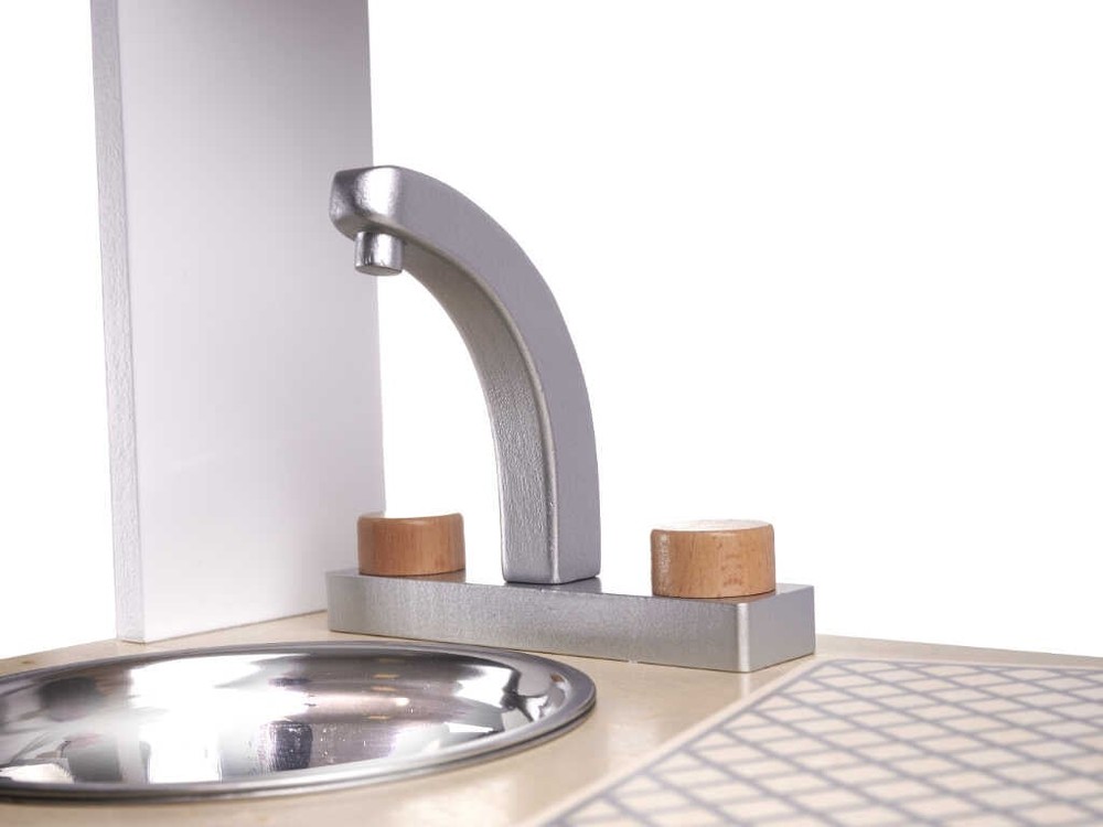 Bucătărie copii, din lemn, 85 cm înălțime, Calitate Superioară, Include Plită cu Două Arzătoare, Cuptor, Chiuvetă, Cuptor cu Microunde și Ustensile 8