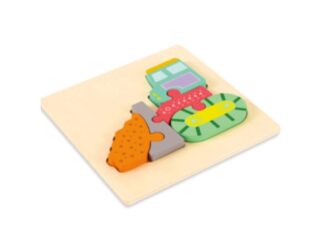 Buldozer Puzzle încastru din lemn