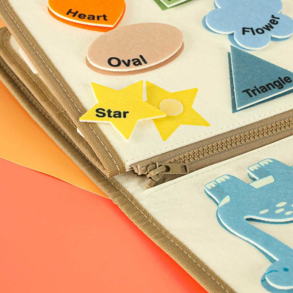 Busy Board Montessori, Carte senzorială Portabilă cu Activități Educative și Interactive, Dinozauri 10