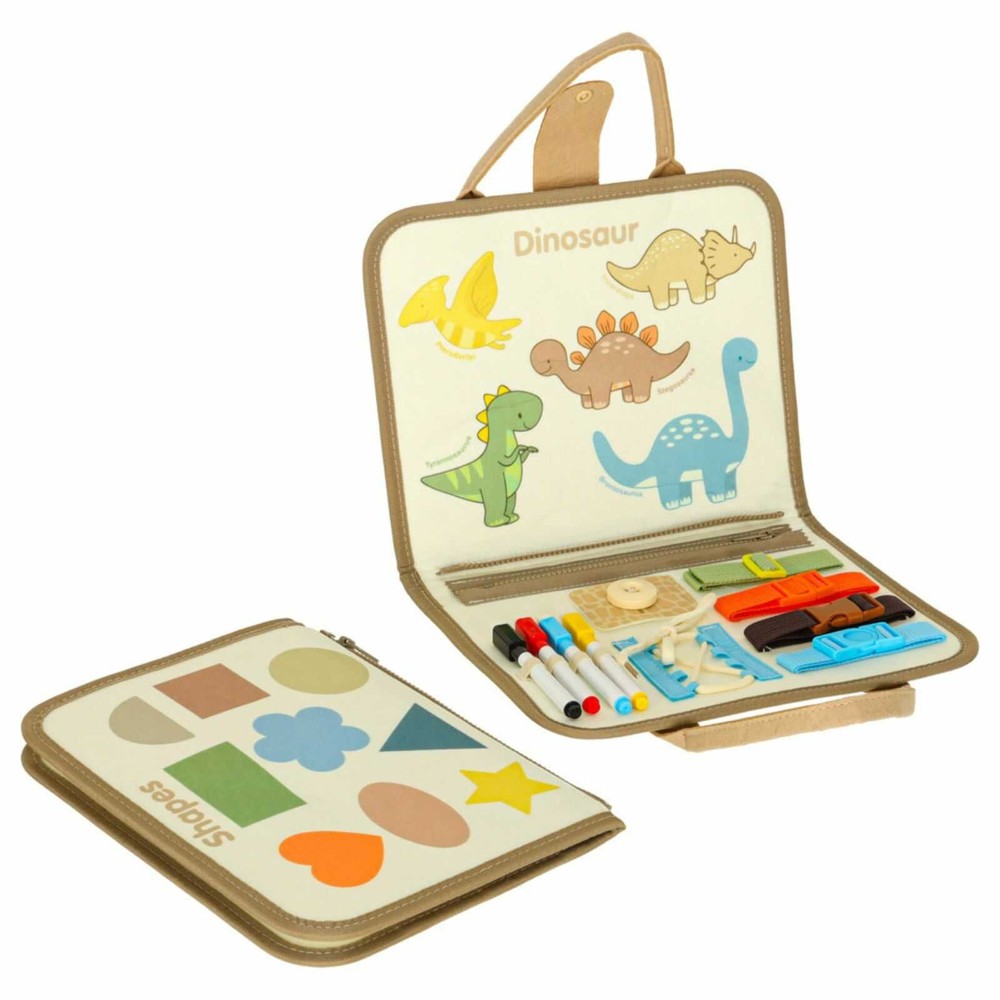 Busy Board Montessori, Carte senzorială Portabilă cu Activități Educative și Interactive, Dinozauri 13