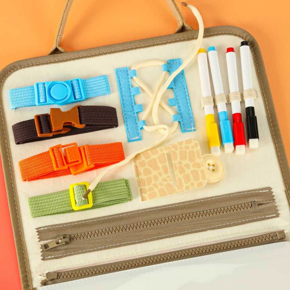 Busy Board Montessori, Carte senzorială Portabilă cu Activități Educative și Interactive, Dinozauri 9