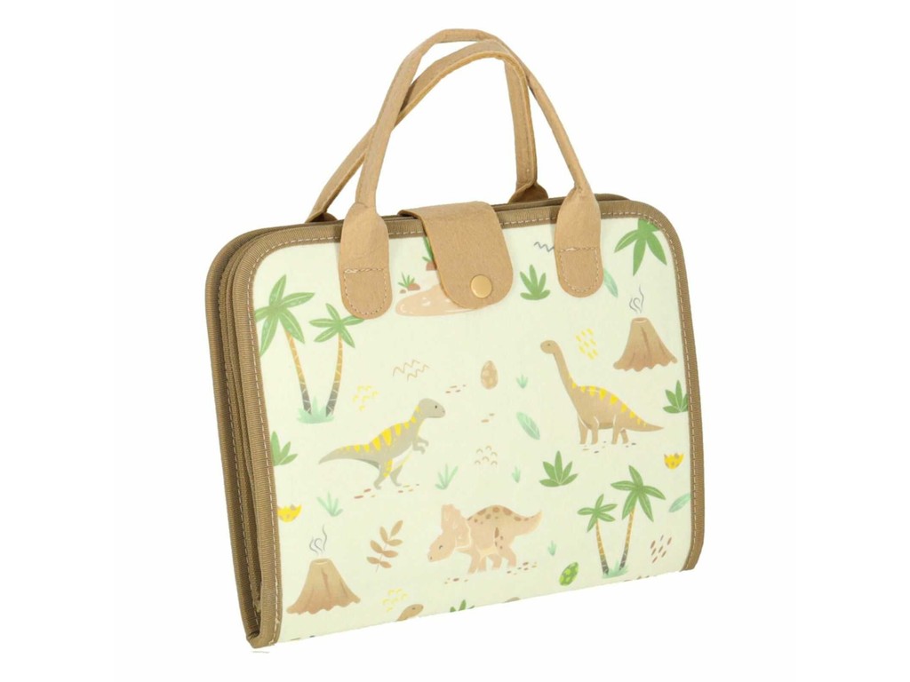 Busy Board Montessori, Carte senzorială Portabilă cu Activități Educative și Interactive, Dinozauri