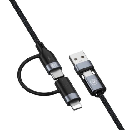 Cablu 4in1 Tellur USB/Type-C to Type-C (PD65W)/Lightning (PD20W), 1m, negru 2
