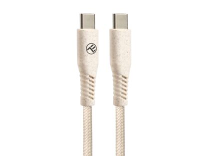 Cablu Tellur Green Type-C to Type-C, 3A, PD60W, 1m, nailon, crem 2