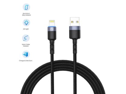 Cablu Tellur Lightning cu LED, 3A nailon, 1.2m, negru 4