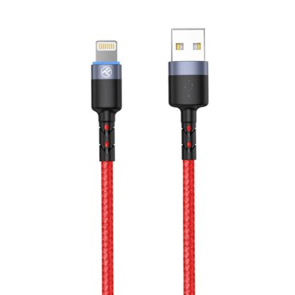 Cablu Tellur Lightning cu LED, 3A, nailon, 1.2m, roșu 6