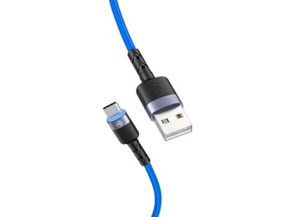 Cablu Tellur Type-C cu LED, 3A, nailon, 1.2m, albastru 2