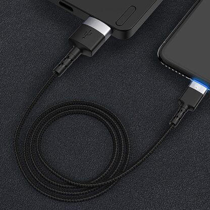 Cablu Tellur USB to Lightning cu LED, 2A, nailon, 2m, nailon, negru 4
