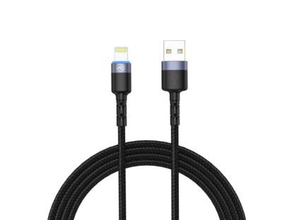 Cablu Tellur USB to Lightning cu LED, 2A, nailon, 2m, nailon, negru