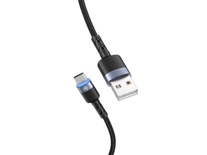 Cablu Tellur USB to Type-C cu LED, 2A, nailon, 2m, nailon, negru 2