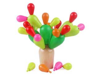 Cactus Joc din lemn de echilibru și construcție, 28 piese colorate, 3 ani+