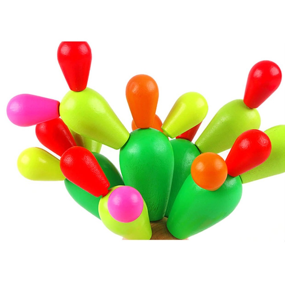 Cactus Joc din lemn de echilibru și construcție, 28 piese colorate, 3 ani+ 5