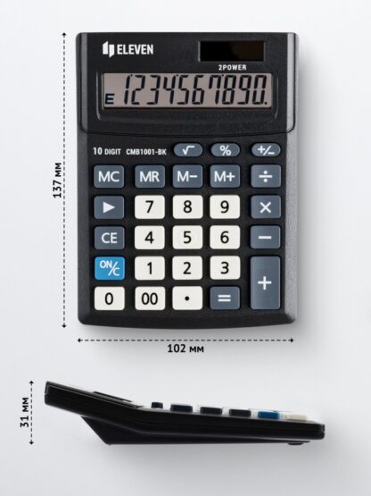 Calculator de birou 10 digiți, 137 x 102 x 31 mm, Eleven CMB1001-BK 1