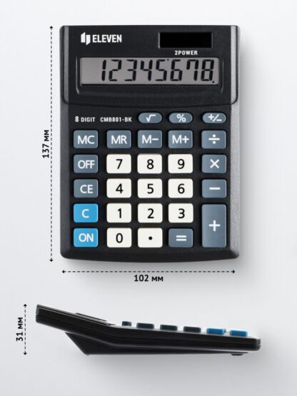 Calculator de birou 8 digiți, 137 x 102 x 31 mm, Eleven CMB801-BK 1