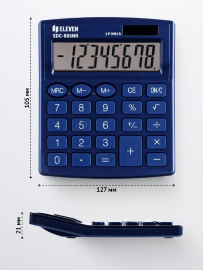 Calculator de birou 8 digiți , 120 x 105 x 21 mm, Eleven SDC-805 albastru 1