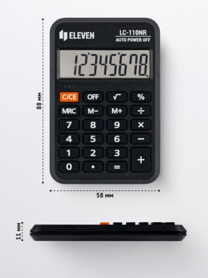 Calculator de buzunar 8 digiți, 88 x 58 x 11 mm, Eleven LC-110NR 1