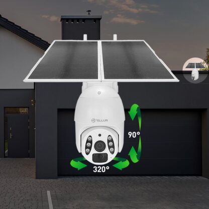 Cameră solară WiFi Tellur Smart, P&T, 3MP, 2K UltraHD, PIR, panou solar 20W, Alb 4