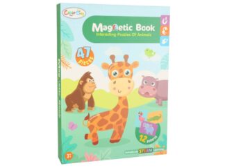 Carte magnetică, Animale Sălbatice, Joc Puzzle cu 47 Piese Magnetice, STEAM