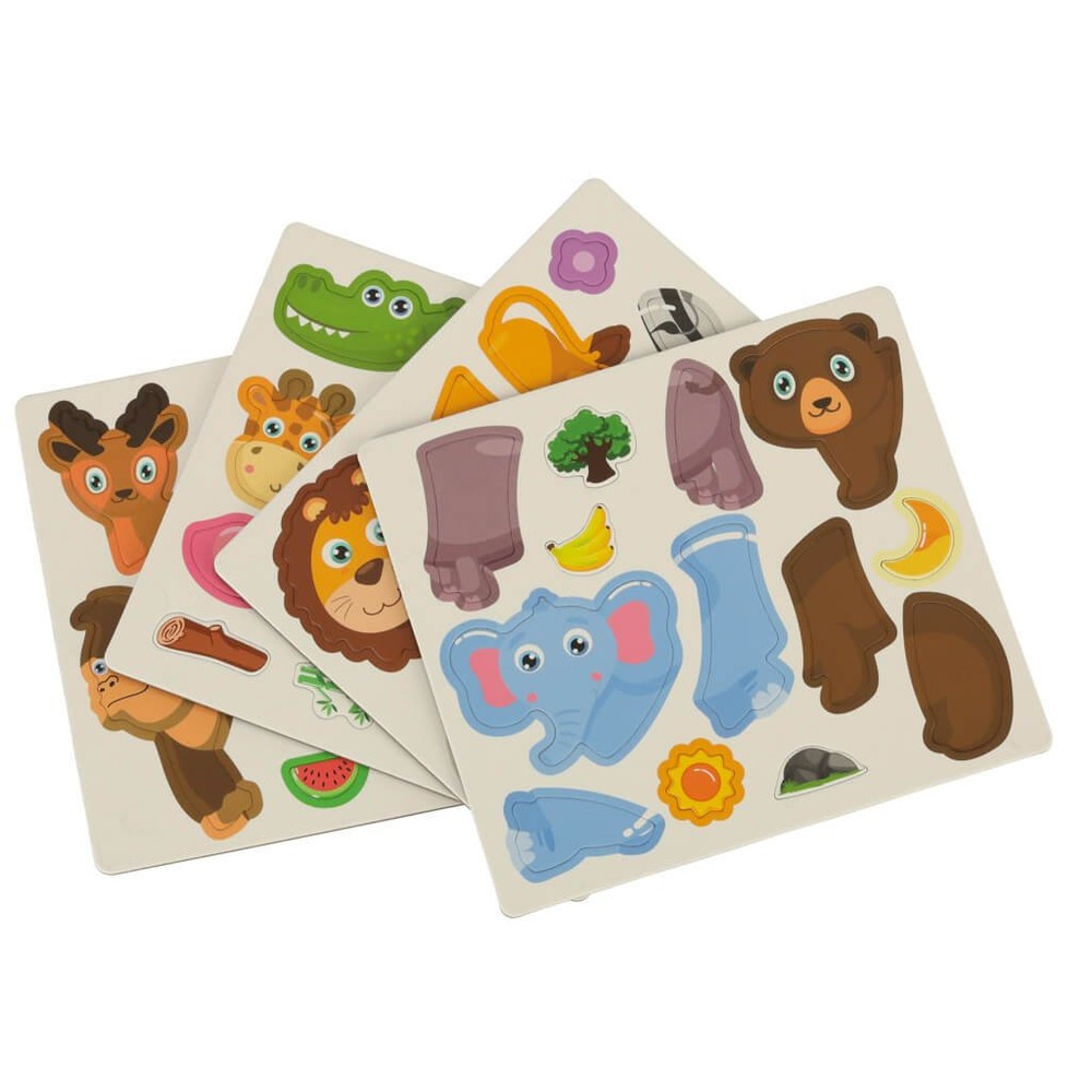 Carte magnetică, Animale Sălbatice, Joc Puzzle cu 47 Piese Magnetice, STEAM 6