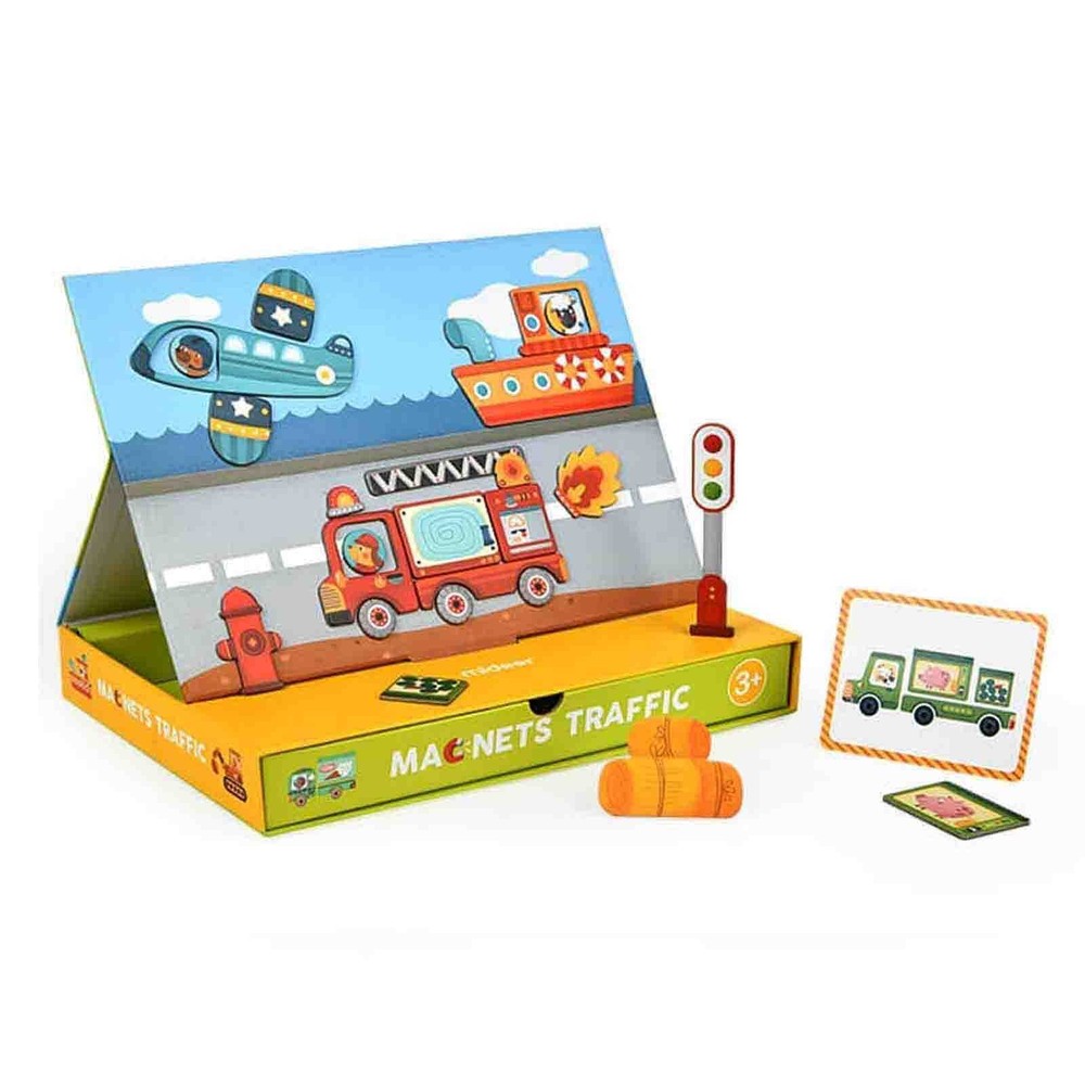 Carte magnetică, Joc Educativ Stem, Trafic, piese puzzle cu mijloace de transport 2