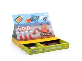 Carte magnetică, Joc Educativ Stem, Trafic, piese puzzle cu mijloace de transport