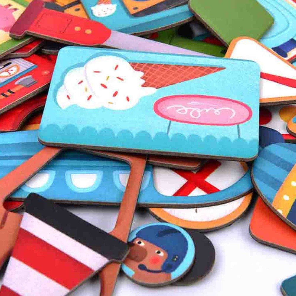 Carte magnetică, Joc Educativ Stem, Trafic, piese puzzle cu mijloace de transport 4