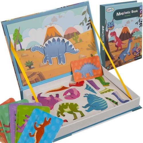 Carte magnetică, Joc Puzzle Magnetic cu Dinozauri, 36 Piese, STEAM 2