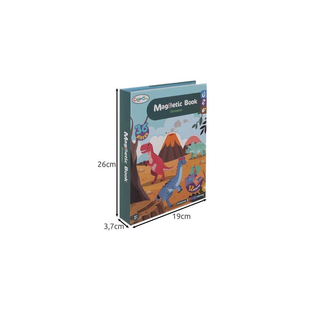 Carte magnetică, Joc Puzzle Magnetic cu Dinozauri, 36 Piese, STEAM 6