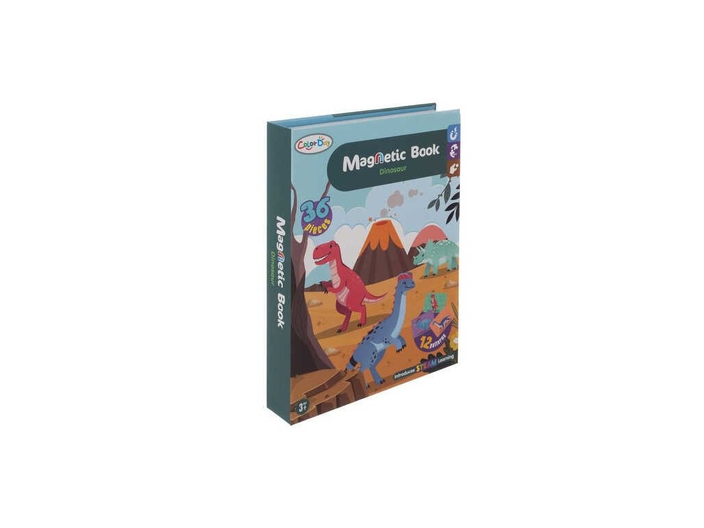 Carte magnetică, Joc Puzzle Magnetic cu Dinozauri, 36 Piese, STEAM