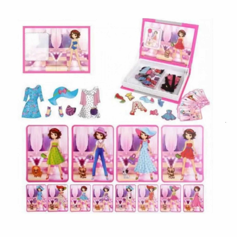 Carte magnetică puzzle, Îmbracă Prințesa, Fashion, Fetițe, 73 piese magnetice, 12 carduri, Joc Educativ STEM 2