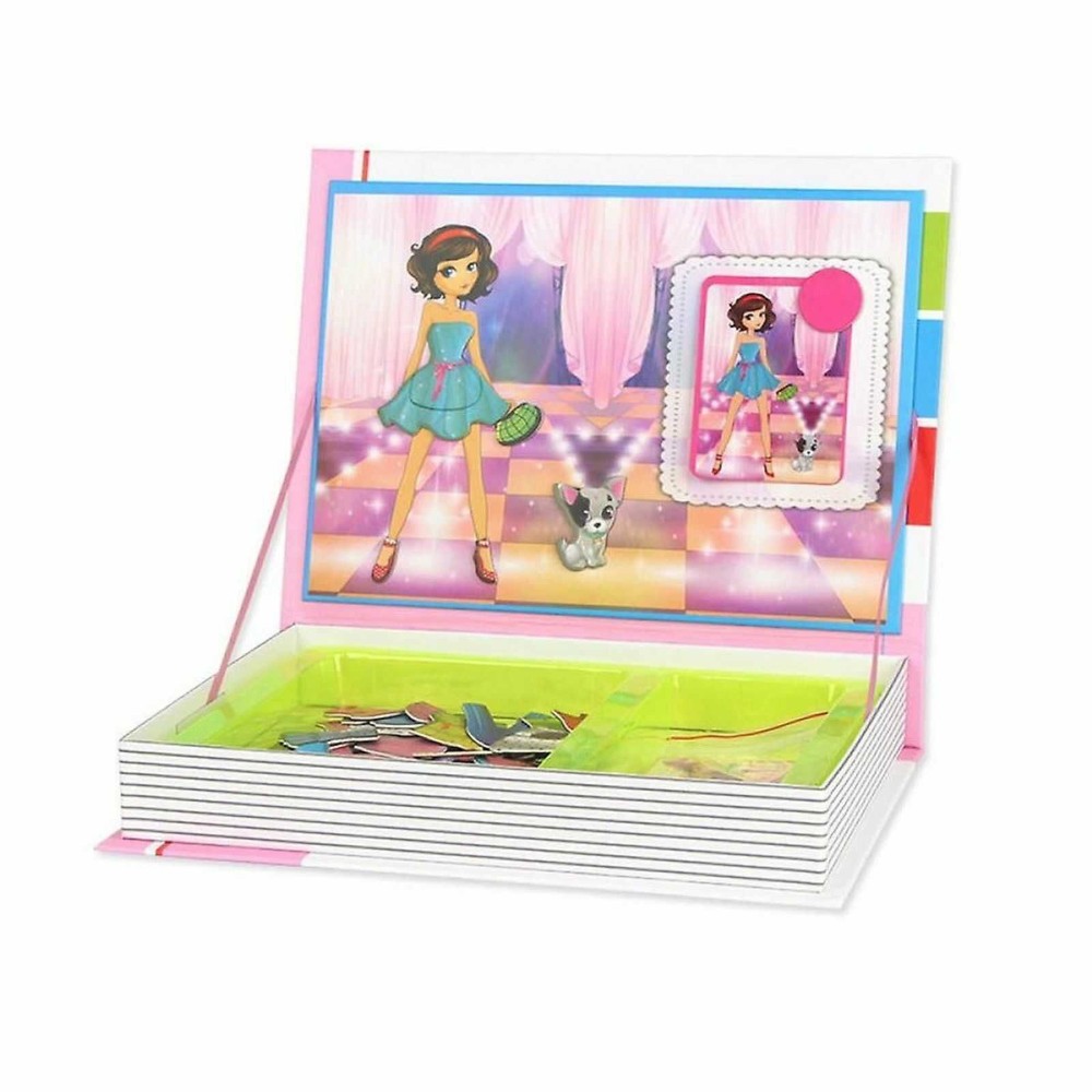 Carte magnetică puzzle, Îmbracă Prințesa, Fashion, Fetițe, 73 piese magnetice, 12 carduri, Joc Educativ STEM 3